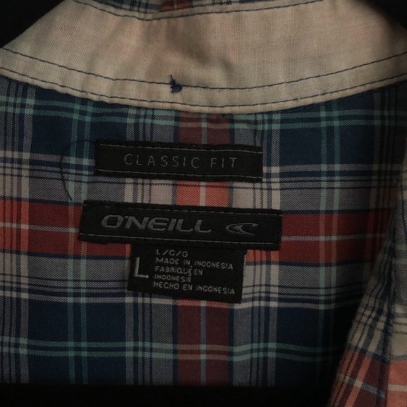 O'NEILL Button Down Shirt Men's Size Large Red Multicolor Classic-Fit Casual - Picture 5 of 8